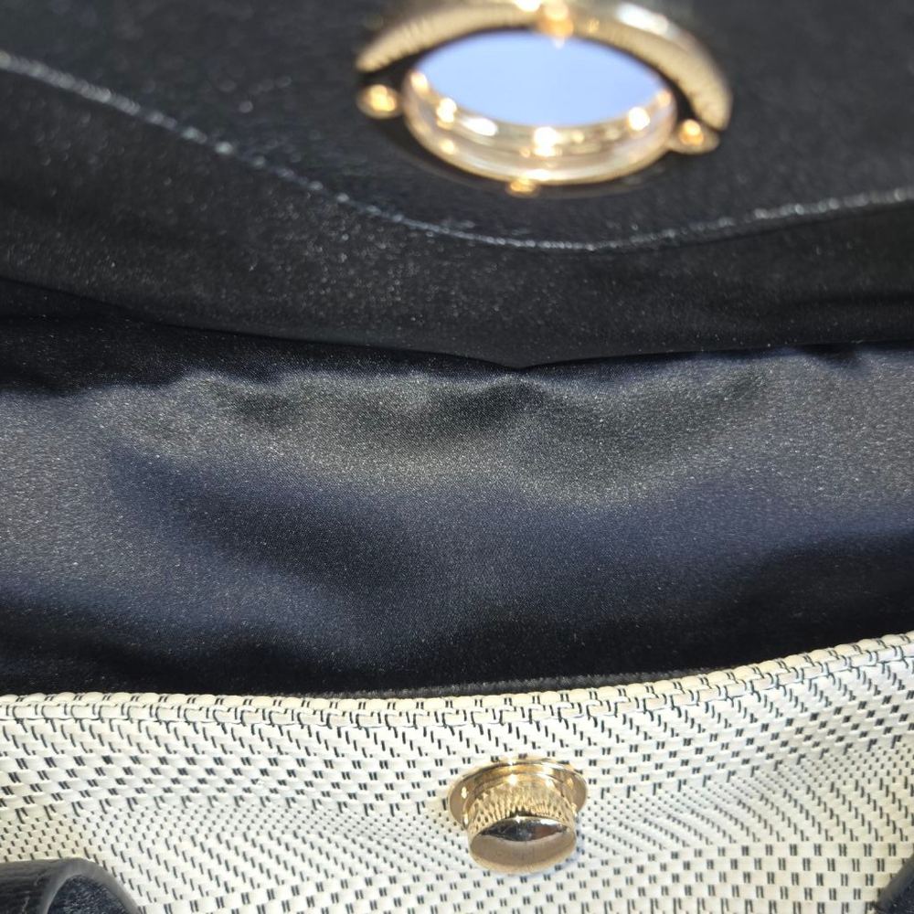 Henri Bendel Black Leather Handbag with Woven Detailing & Gold-toned hardware - Picture 7 of 15